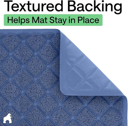 GORILLA GRIP Cat Litter Box Mat, Cushioned Coil Mesh Litter Trapping Mats, Scatter Control Supplies for Less Mess, Phthalate Free, Ultra Deep Catch Grooves, Rinse or Vacuum to Clean, 24x17 Navy Blue