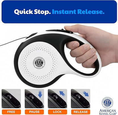 American Kennel Club Retractable Dog Leash, 16.4ft, Tangle-Free, Ergonomic Grip, One-Hand Brake, for Medium & Large Dogs up to 110 lbs