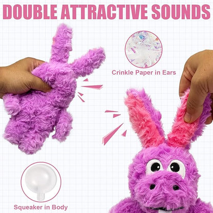 Donkey Squeaky Dog Toys to Keep Them Busy, Stuffed Plush Girl Dog Toy Birthday Gift Crinkle Pet Puppy Tug Toy for Small Medium Large Dogs (Purple)