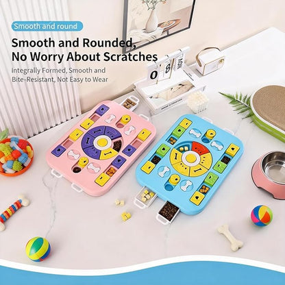Interactive Dog Puzzle Toy & Slow Feeder, Enrichment Toy for IQ Training and Brain Stimulation, Mentally Stimulating Gift for Large, Medium, and Small Dogs (Blue)