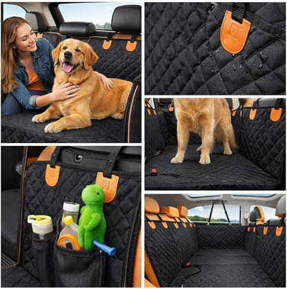 Hard Bottom Back Seat Extender for Dogs – Waterproof Quilted Dog Hammock with Side Protection, Non-Slip, Heavy Duty Pet Seat Cover for Cars, SUVs & Trucks