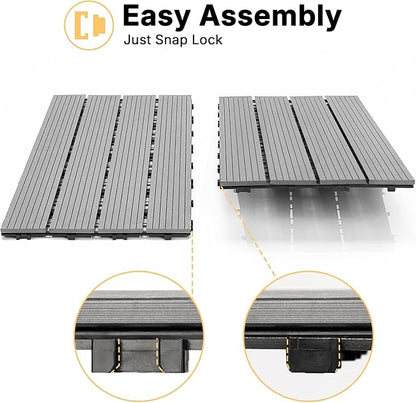 Veehoo Outdoor Flooring Decking for Dog Kennels, 4' x 2' Waterproof Dog Training Platform, Portable Deck for RV, Pet Enclosures,Grey (24 x 12 inches, 4PCS)