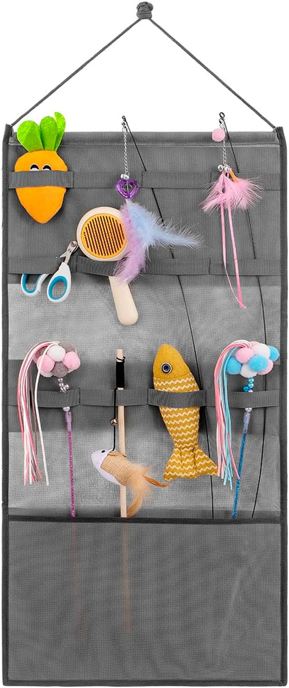 Hanging Cat Wand Holder Kitten Stick Toy Storage Bag Cat Accessories Organizer for Indoor Cats (Band)