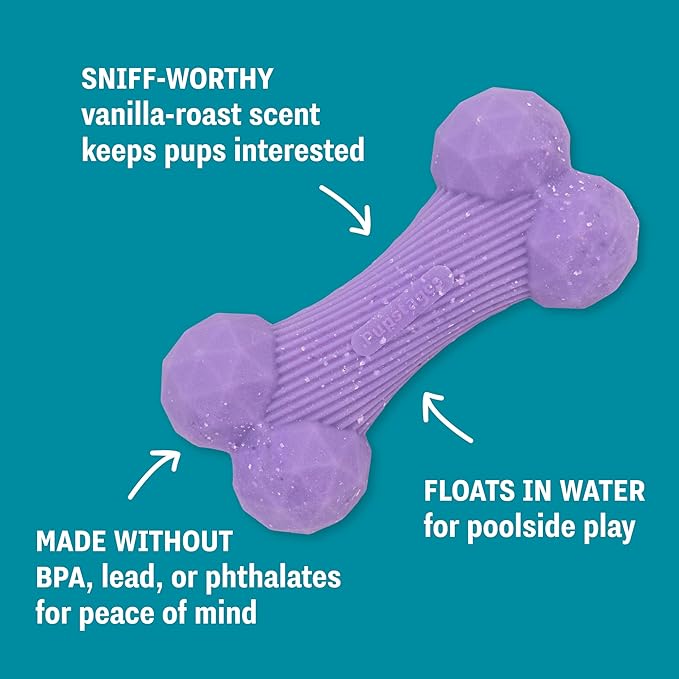 Pupstages Flex-Force Bone Dog Toy - Fetch & Chew, Aggressive Chewers, Multi-Texture with Unpredictable Bounce, Floats in Water, Vanilla-Cappuccino Scent, Medium & Large Breeds, 6.5" x 3.1"