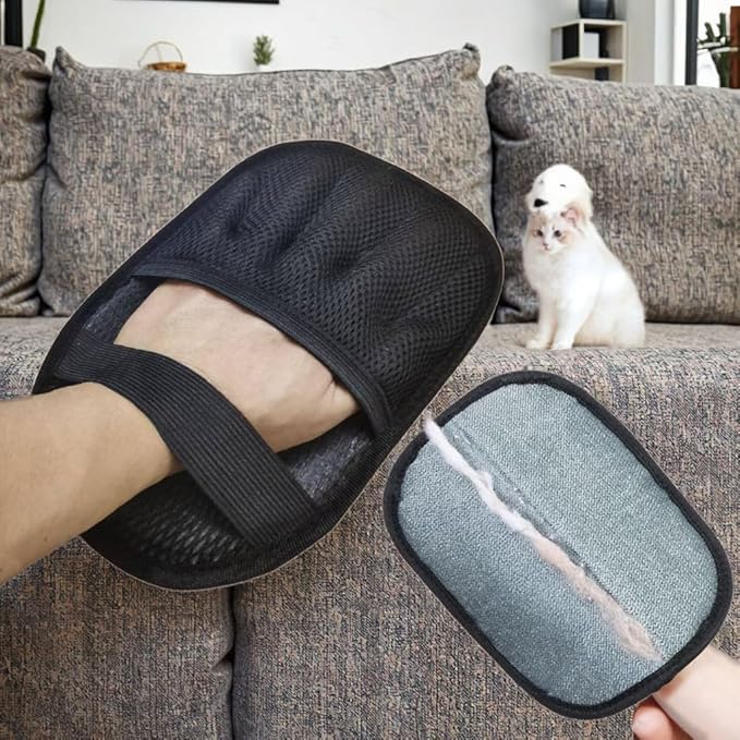 Bretty Reusable Electrostatic Pet Hair Removal Glove – Extra Thick 10mm Five-Finger Cleaning Mitt for Dogs & Cats, Removes Pet Hair from Furniture, Sofa & Clothing