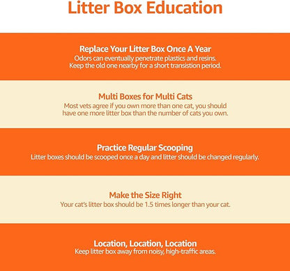 Amazon Basics No-Mess Hooded Enclosed Cat Litter Box with Odor Control and Swinging Door, Standard, 21" x 16" x 15", Multicolor