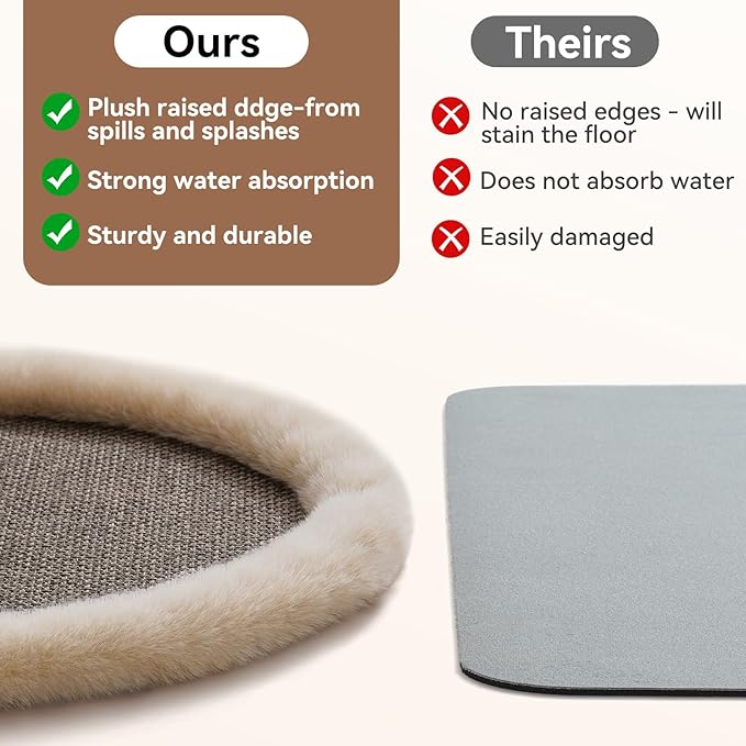 Pet Feeding Mat, Dog Food Mats Absorbent Pet Placemat for Food and Water Bowl with Non Slip Rubber Backing for Dog and Cat (16"x24", Brown)