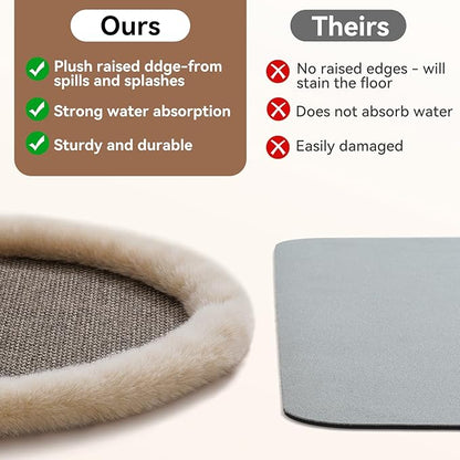 Pet Feeding Mat, Dog Food Mats Absorbent Pet Placemat for Food and Water Bowl with Non Slip Rubber Backing for Dog and Cat (16"x24", Brown)