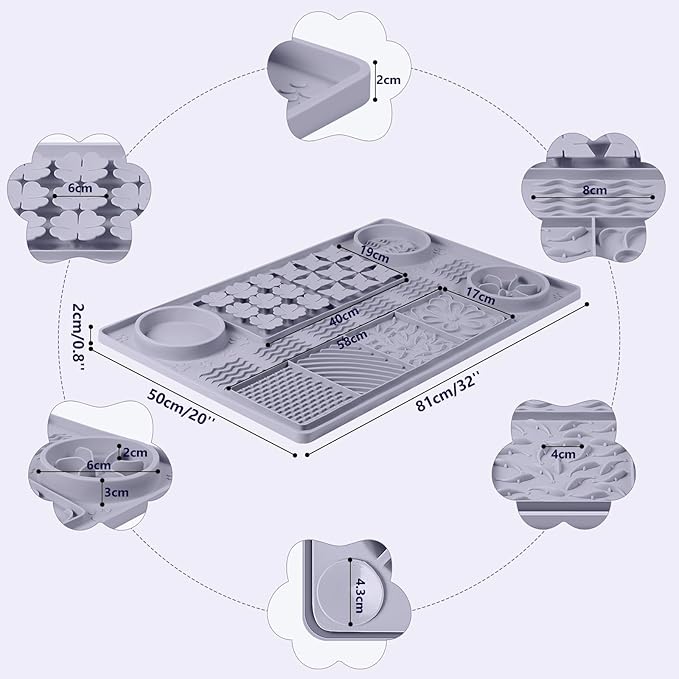 Large Silicone Snuffle Mat, 32"x 20" Dog Lick Mat with Suction Cups, Slow Feeder for Small | Medium | Large | Multiple Dogs Slow Eating, Boredom Reducer (Grey)