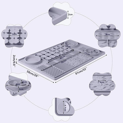 Large Silicone Snuffle Mat, 32"x 20" Dog Lick Mat with Suction Cups, Slow Feeder for Small | Medium | Large | Multiple Dogs Slow Eating, Boredom Reducer (Grey)