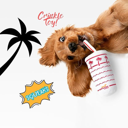RUFF PUFF Palm Cup Dog Toy - Parody Plush Squeaky Crinkle Pet Toy - Puppy Toys Dog Birthday