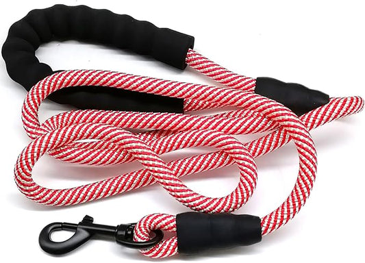 MayPaw Rope Dog Leash 6 FT, Heavy Duty Nylon Pet Leash, Soft Padded Handle Thick Lead Leashes for Large Medium Dogs Walking Training (red, 1/2" * 6')