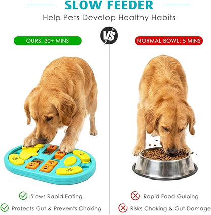 Dog Puzzle Toy, Interactive Treat Puzzle for IQ Training & Mental Stimulation, Non-Slip Slow Feeder Enrichment Boredom Buster for Puppies Small Medium Large Dogs Cats, Blue Gift