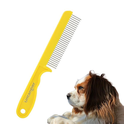 Super-Groom Combs with Smooth Rotating Teeth for Painless Mat Removal (30 Fine-Spaced Teeth, Sun Yellow)