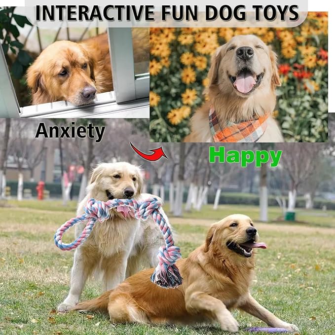 Indestructible Dog Toys - Tough Puppy Chew Toys for Aggressive Chewers, Dental Cleaning Tug of War Toy, Great for Small to Large Breeds