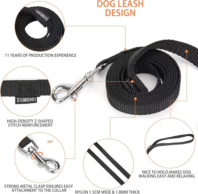 6 FT Puppy Leashes, Strong Traditional Style Leash with Easy to Use Collar Hook,Dog Lead Great for Small and Medium and Large Dog (Brown, 5/8 in x 6 ft)