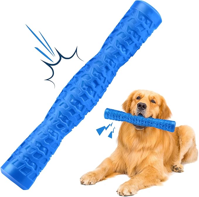 Dog Squeaky Toys Interactive Dog Toys for Aggressive Chewers Tough Rubber Chew Toys for Medium/Large Breed, Indestructible Puppy Chew Toys for Teething (Blue)