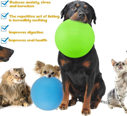 Patelai 2 Pcs Dog Enrichment Lick Bowls Silicone Freeze Bowls Interactive Cat Licking Mats Slow Feeders for Pet Oral Health Boredom Anxiety Relief, Wobble or Stay Put(Green, Blue,Bone)