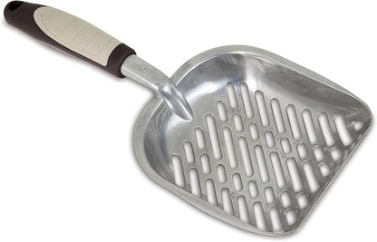 Petmate Metal Cat/Kitty Litter Scoop, Deep Shovel, Premium Non-Stick Large Scooper with Non-Slip Handle & Curved Design for Maximum Coverage