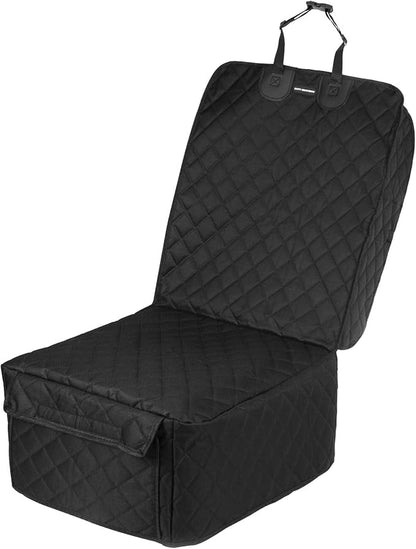 Dog Car Seat Covers Front Seat Cover with Side Flaps 100% Waterproof Car Seat Protector for Pets Scratch Proof Non-Slip Durable for Cars,Trucks & SUVs (Black)