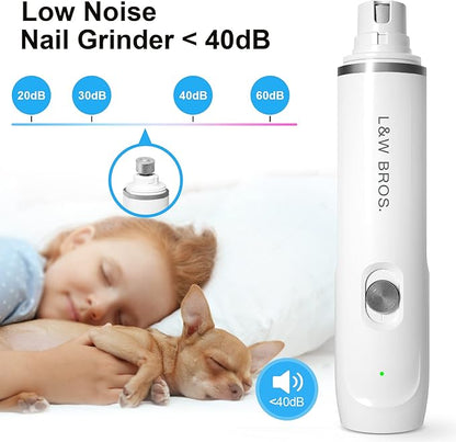 L&W BROS. Electric Dog Nail Trimmer, Rechargeable Dog Nail Grinder for Large Dogs, Pet Nail Grinder for Dogs & Cats