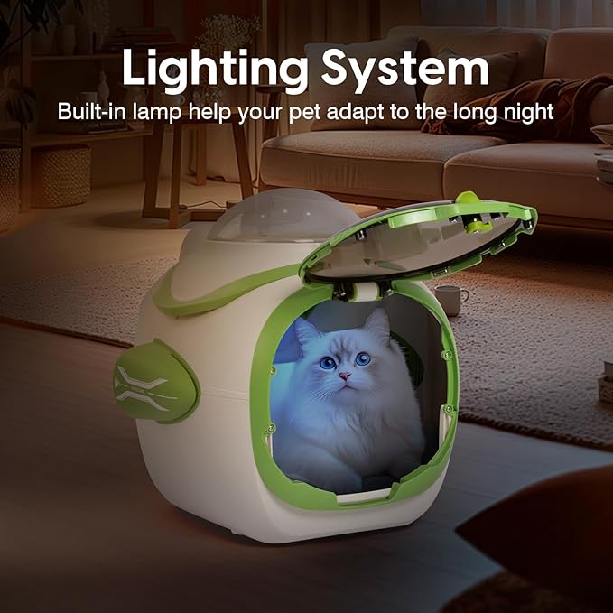 4 in 1 Foldable Pet Stroller with Detachable Carrier for Small Dogs & Cats, Space Capsule Travel Stroller with Inbuilt Fan,Temperature Display & Night Light,Puppy Kitty Doggie Bunny Stroller (Beige)