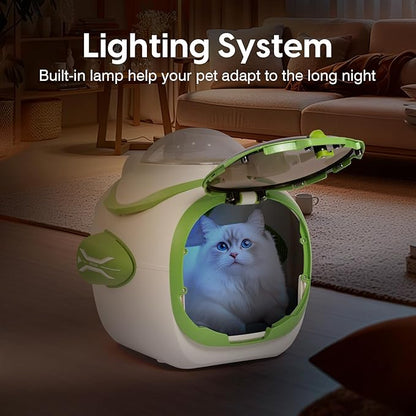 4 in 1 Foldable Pet Stroller with Detachable Carrier for Small Dogs & Cats, Space Capsule Travel Stroller with Inbuilt Fan,Temperature Display & Night Light,Puppy Kitty Doggie Bunny Stroller (Beige)