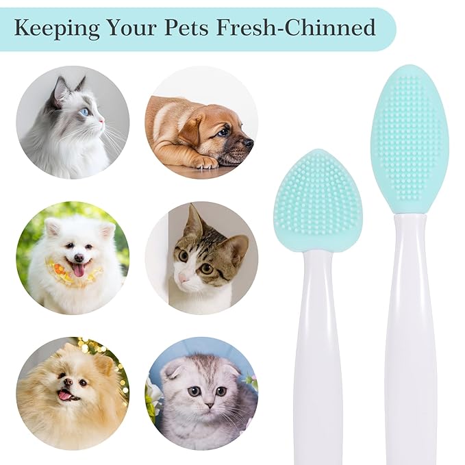 4PCS Cat Chin Brush Set Cats Acne Chins Treatment, Black Seed Exfoliating Brushes, Dual Sided Soft Silicone Cat Grooming Scrubber Brush Cleaner for Cats Chin Acne and Blackhead Exfoliation