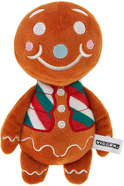 VICARKO Christmas Dog Toys, Plush Squeaky Gifts for Large Medium Small Dogs, Durable Chew Toy, Holiday Stocking, Gingerbread Man, Small 7.5 x 4.5”