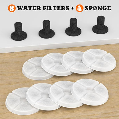 Pawtners Dog Water Fountain for Small Medium Large Dogs, 10in/6.7in Dog Fountain with Multiple Filtration, Replacement Filter for Pet Cats Dogs Water Fountains (8 Filters for 10in/6.7in Dog Fountain)