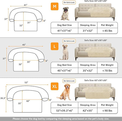 Calming Dog Bed Fluffy Plush Dog Mat for Furniture Protector with Removable Washable Cover for Large Medium Small Dogs and Cats (Large, Beige)