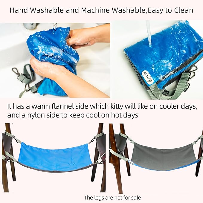 Extra Large Cat Hammock for Cage, Hanging Bed, Washable Soft Outdoor Mat, Waterproof Cooling Kittens Pad, Swing for Cats 26 x 20 inches (XX-Large, Blue)