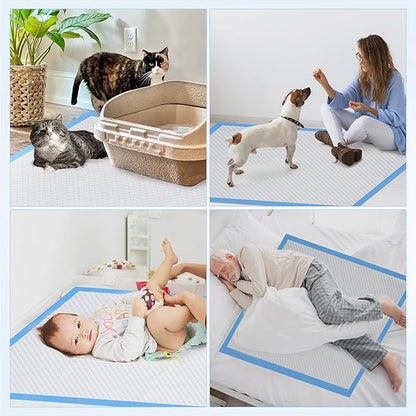 Upgraded 4XL 36"x36" Thicken 6 Layers Dog Pee Pads, 100 CountsUltra Absorbent Pee Pads, Absorb up to 12 Cups, Leak-Proof & Quick Dry Puppy Pads for Puppy,Surgery, Older,Cats, Rabbits,100pcs