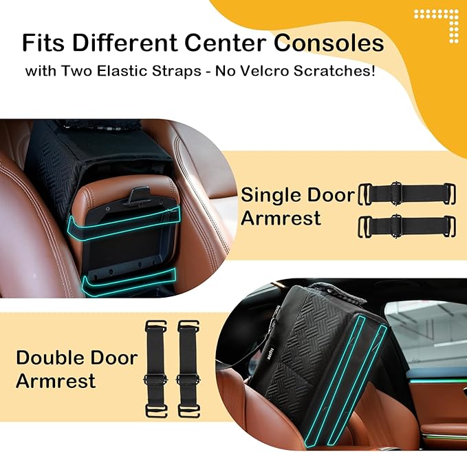 Console Dog Car Seat for Small Dogs Cats Up to 12lbs, Anti-Collapse Pet Armrest Booster Seat with Soft Pillow,Non-Slip Seat Rails Hooks & Safety Belt, Portable Car Accessories for Pets Travel