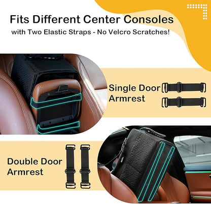 Console Dog Car Seat for Small Dogs Cats Up to 12lbs, Anti-Collapse Pet Armrest Booster Seat with Soft Pillow,Non-Slip Seat Rails Hooks & Safety Belt, Portable Car Accessories for Pets Travel