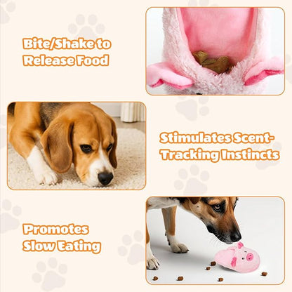 Andiker Dog Squeaky Toy, Cute Slipper Shaped Dog Chew Toys with a Squeaker and Crinkle Paper, Hide Food Puppy Stuffed Toy for Small Medium Dogs to Bite and Relieve Boredom and Stress (Pink)