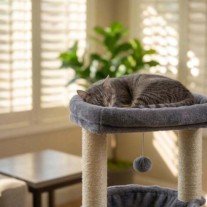 ROYPET Fashion Design 43.3" Cat Trees with Cat Houses,Grey