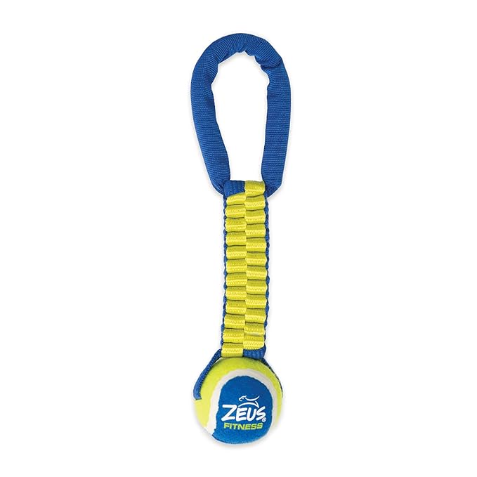 ZEUS K9 Fitness Dog Toys by ZEUS Tennis Ball Rope Tug, Tough Nylon Construction Works for Playing Fetch or Tug (Color May Vary)