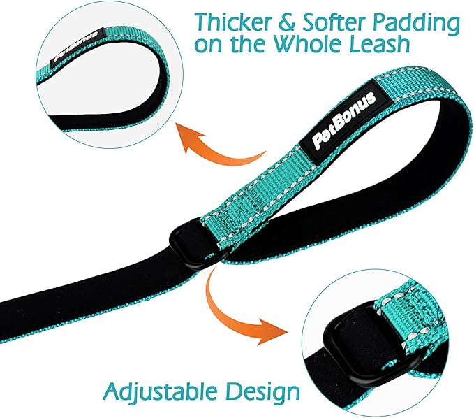 PetBonus Dog Leash Wrist Strap, Safety Strap for Retractable Leash, Lockable Reflective Short Dog Walking Lead with Adjustable Soft Padded Handle, Extra Layer Security for Pet Stroller (Turquoise）