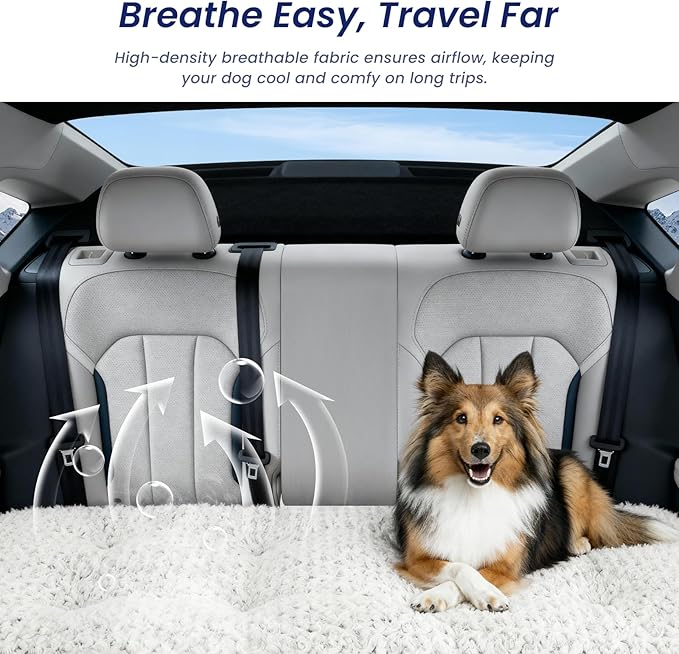 3.5" Thick Deluxe Plush Dog Bed Mat for Car, Comfy Dog Seat Cover, Pet Bed & Seat Cover Protector, Washable & Anti-Slip Travel Pet Mat, Fit for Backseat Extenders of Cars Trucks SUVs, 54" x 25”