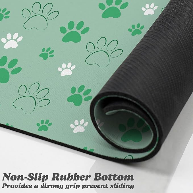 Dog Food Mat, Absorbent Water Bowl Mats Cat Pet Feeding Placemats Green 17 * 30 inch