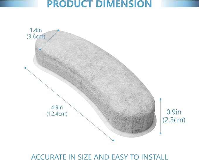 Cat Fountain Charcoal Replacement Filters Compatible with W600 Large Dog Water Fountain 205oz/6L Automatic Pet Dog Water Bowl Drinking Dispenser (4 Pack)