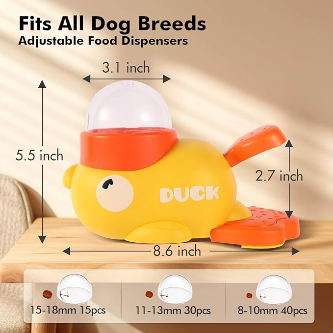 Rubber Duck Treat Dispenser, Rubber Duck Treat Toy for Dogs, Ducks Cat Treat Dispenser, 2-in-1 Dog Interactive Slow Feeder & Puzzle Toy for Dogs (White)