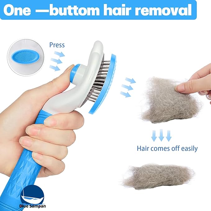 Cat Brush for Shedding, Self Cleaning Slicker Brush, Soft Silicone Self Cleaning for Short and Long Haired Cats for Grooming and Massaging