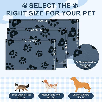 Dog Feeding Mat 16"x24", Absorbent Mat for Dog Water Bowl, Rubber Pet Food Mat, Pet Food Mats for Floor Waterproof, Pet Placemats for Food and Water, Cat Feeding Mat, Blue