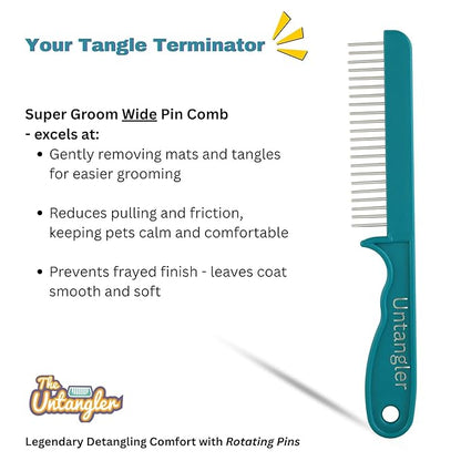 Super-Groom Combs with Smooth Rotating Teeth for Painless Mat Removal (22 Coarse Teeth, Teal Green)