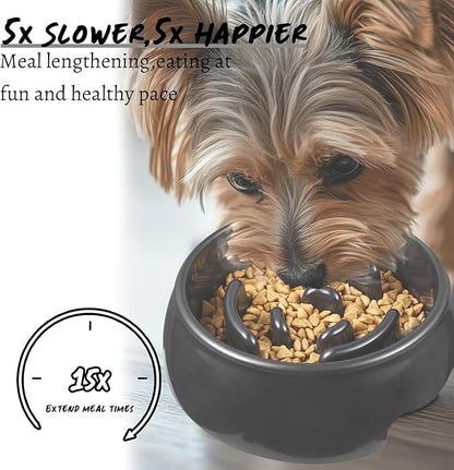 Personalized Slow Feeder Bowl for Dogs & Cats - Custom Name, Non-Slip Bottom, Easy to Clean, Puzzle Food Dish for Puppy & Kitten, Small & Medium Pet Bowls & Plates（Round）