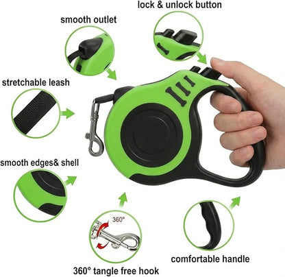 PETIMP Retractable Dog Leash Lightweight 16FT Leash, with Folding Bowl,Dispenser,Waste Bags, for Small Medium Dogs(Green)