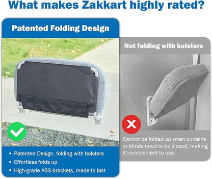 Zakkart Foldable Cat Hammock for Window - Cordless, Embeded Machine Washable Bed, Robust Metal Frame - Cat Window Perch for Large Cats and Kitten (Brown Bolster Bed, Medium)