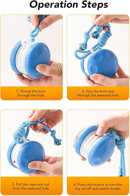Interactive Dog Toy, Random Electric Automatic Moving and Rolling Ball with Rope, for Small Medium Large Dogs